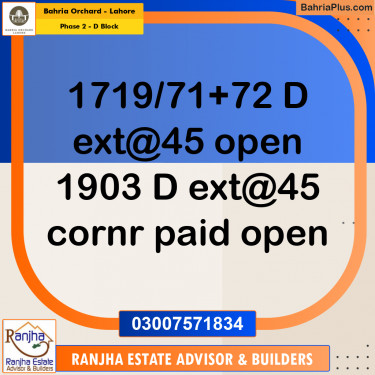 5 Marla Residential Plot for Sale in Phase 2 - D Block -  Bahria Orchard, Lahore - (BP-257606)