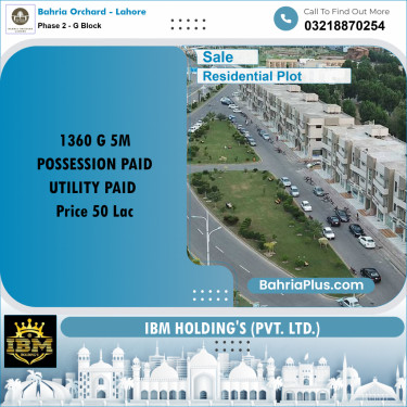 5 Marla Residential Plot for Sale in Phase 2 - G Block -  Bahria Orchard, Lahore - (BP-257612)