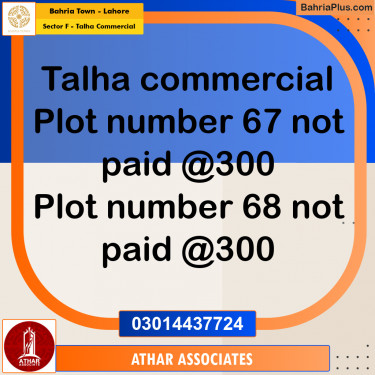 Commercial Plot for Sale in Sector F - Talha Commercial -  Bahria Town, Lahore - (BP-257621)