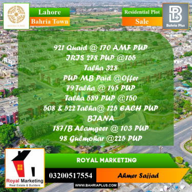 Residential Plot for Sale in Bahria Town, Lahore - (BP-257674)