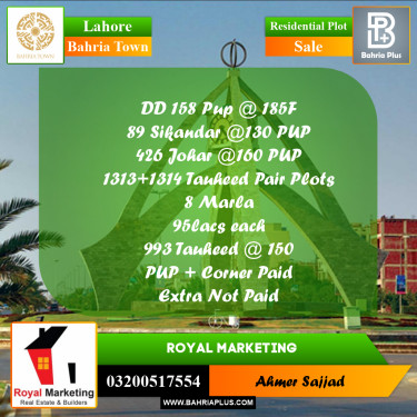 Residential Plot for Sale in Bahria Town, Lahore - (BP-257687)