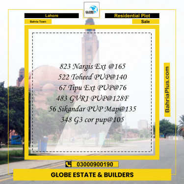 Residential Plot for Sale in Bahria Town, Lahore - (BP-257712)