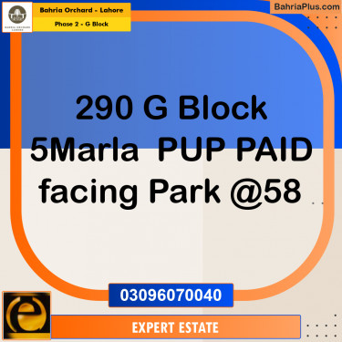 5 Marla Residential Plot for Sale in Phase 2 - G Block -  Bahria Orchard, Lahore - (BP-257788)