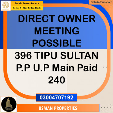 1 Kanal Residential Plot for Sale in Sector F - Tipu Sultan Block -  Bahria Town, Lahore - (BP-257809)