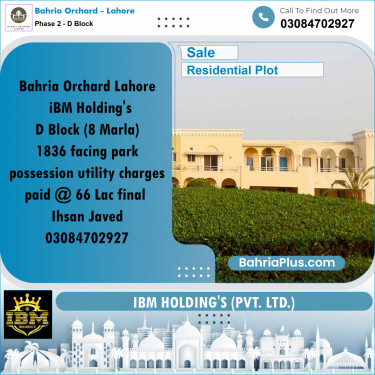 8 Marla Residential Plot for Sale in Phase 2 - D Block -  Bahria Orchard, Lahore - (BP-257833)