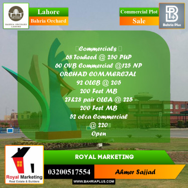 Commercial Plot for Sale in Bahria Orchard, Lahore - (BP-257843)