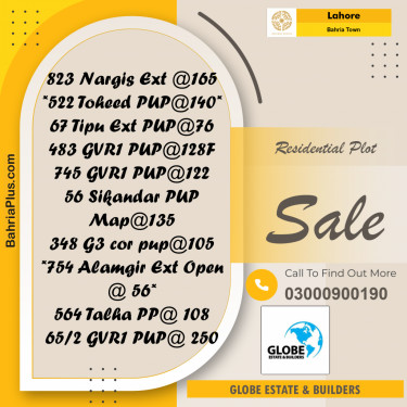 Residential Plot for Sale in Bahria Town, Lahore - (BP-257890)