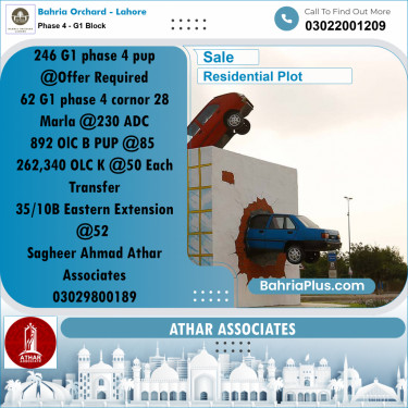 20 Marla Residential Plot for Sale in Phase 4 - G1 Block -  Bahria Orchard, Lahore - (BP-257919)