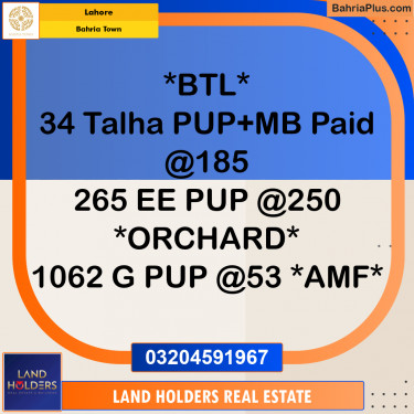 Residential Plot for Sale in Bahria Town, Lahore - (BP-258006)
