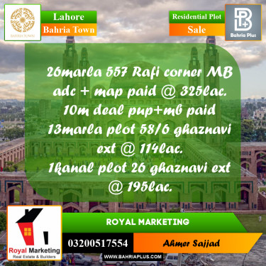 Residential Plot for Sale in Bahria Town, Lahore - (BP-258035)