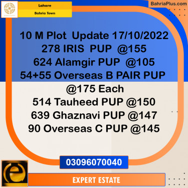 10 Marla Residential Plot for Sale in Bahria Town, Lahore - (BP-258057)