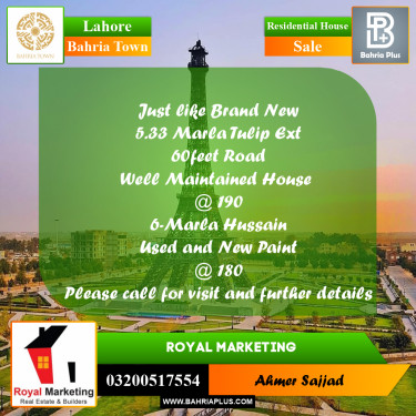 Residential House for Sale in Bahria Town, Lahore - (BP-258088)