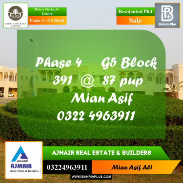Residential Plot for Sale in Phase 4 - G5 Block -  Bahria Orchard, Lahore - (BP-258146)