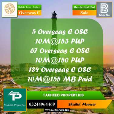 10 Marla Residential Plot for Sale in Overseas C -  Bahria Town, Lahore - (BP-258176)