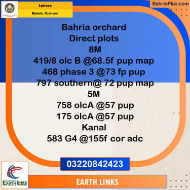 Residential Plot for Sale in Bahria Orchard, Lahore - (BP-258184)