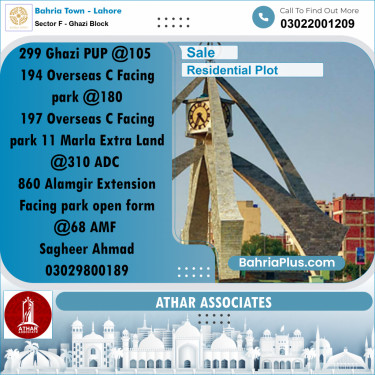 10 Marla Residential Plot for Sale in Sector F - Ghazi Block -  Bahria Town, Lahore - (BP-258197)