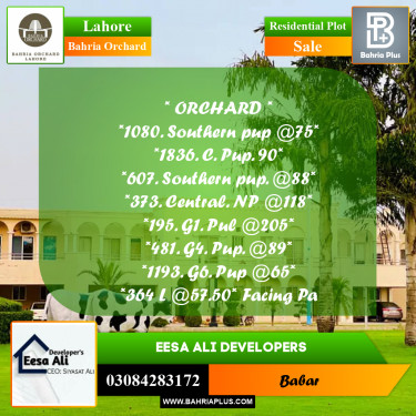 Residential Plot for Sale in Bahria Orchard, Lahore - (BP-258237)