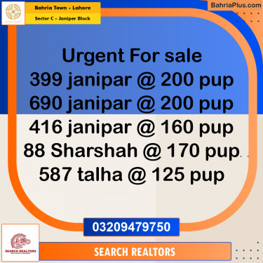 10 Marla Residential Plot for Sale in Sector C - Janiper Block -  Bahria Town, Lahore - (BP-258321)