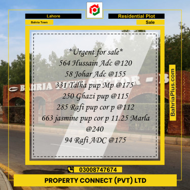 Residential Plot for Sale in Bahria Town, Lahore - (BP-258329)