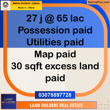 8 Marla Residential Plot for Sale in Phase 2 - J Block -  Bahria Orchard, Lahore - (BP-258361)