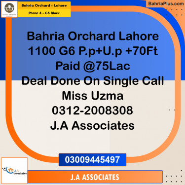 10 Marla Residential Plot for Sale in Phase 4 - G6 Block -  Bahria Orchard, Lahore - (BP-258374)
