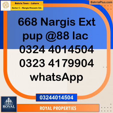 Residential Plot for Sale in Sector C - Nargis/Hussain Ext. -  Bahria Town, Lahore - (BP-258420)