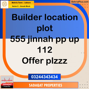 5 Marla Residential Plot for Sale in Sector E - Jinnah Block -  Bahria Town, Lahore - (BP-258426)