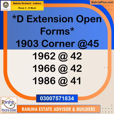 5 Marla Residential Plot for Sale in Phase 2 - D Block -  Bahria Orchard, Lahore - (BP-258433)