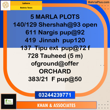 Residential Plot for Sale in Bahria Town, Lahore - (BP-258459)