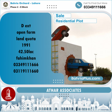5 Marla Residential Plot for Sale in Phase 2 - D Block -  Bahria Orchard, Lahore - (BP-258502)