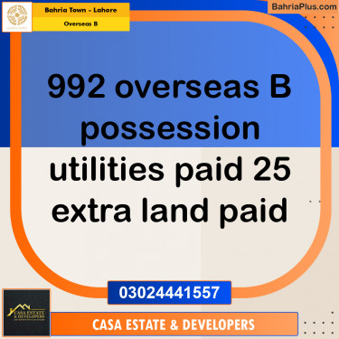 10.25 Marla Residential Plot for Sale in Overseas B -  Bahria Town, Lahore - (BP-258523)