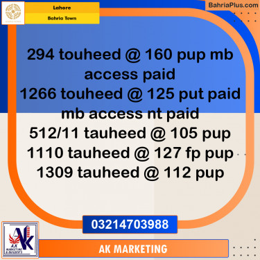 Residential Plot for Sale in Bahria Town, Lahore - (BP-258535)