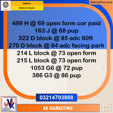 Residential Plot for Sale in Bahria Orchard, Lahore - (BP-258538)