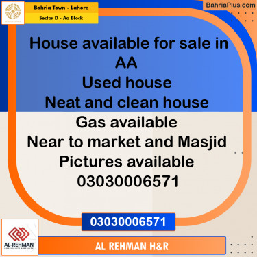 5 Marla Residential Plot for Sale in Sector D - AA Block -  Bahria Town, Lahore - (BP-258540)