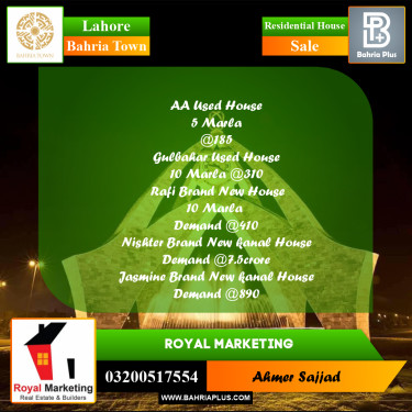 Residential House for Sale in Bahria Town, Lahore - (BP-258557)