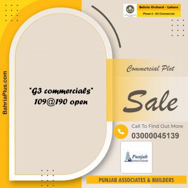 5 Marla Commercial Plot for Sale in Phase 4 - G3 Commercial -  Bahria Orchard, Lahore - (BP-258586)