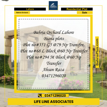 5 Marla Residential Plot for Sale in Bahria Orchard, Lahore - (BP-258599)