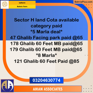 Residential Plot for Sale in Bahria Town, Lahore - (BP-258602)