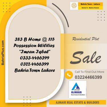 6.11 Marla Residential Plot for Sale in Sector E - Bahria Homes -  Bahria Town, Lahore - (BP-258614)