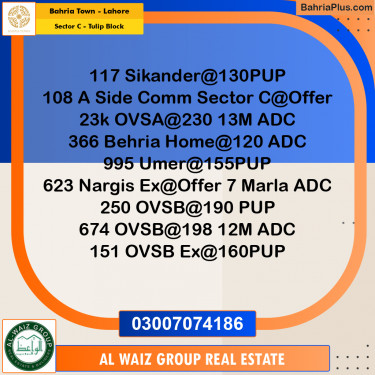 10 Marla Residential Plot for Sale in Sector C - Tulip Block -  Bahria Town, Lahore - (BP-258627)