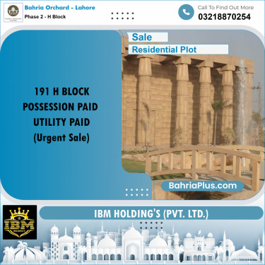 8 Marla Residential Plot for Sale in Phase 2 - H Block -  Bahria Orchard, Lahore - (BP-258649)