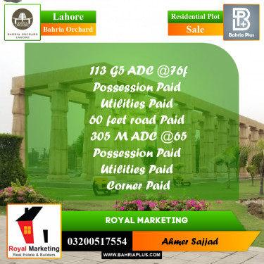 Residential Plot for Sale in Bahria Orchard, Lahore - (BP-258655)