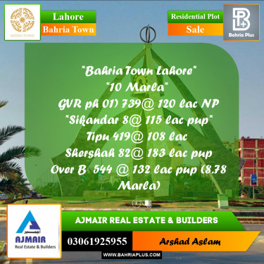 Residential Plot for Sale in Bahria Town, Lahore - (BP-258764)