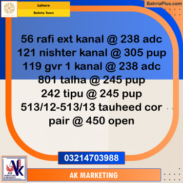 Residential Plot for Sale in Bahria Town, Lahore - (BP-258876)