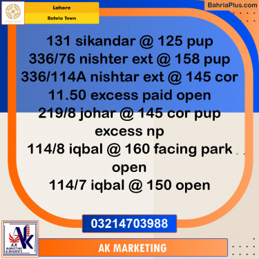 Residential Plot for Sale in Bahria Town, Lahore - (BP-258888)