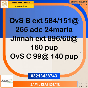24 Marla Residential Plot for Sale in Overseas B Ext -  Bahria Town, Lahore - (BP-258896)