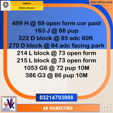 Residential Plot for Sale in Bahria Orchard, Lahore - (BP-258897)