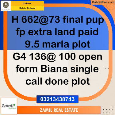 8 Marla Residential Plot for Sale in Bahria Orchard, Lahore - (BP-258935)