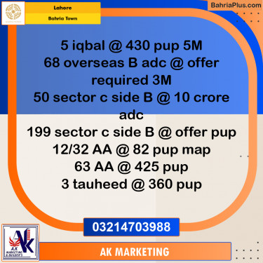 Residential Plot for Sale in Bahria Town, Lahore - (BP-258937)