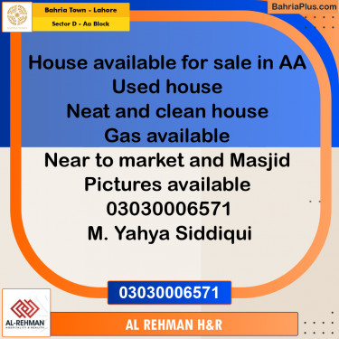 5 Marla Residential Plot for Sale in Sector D - AA Block -  Bahria Town, Lahore - (BP-258940)